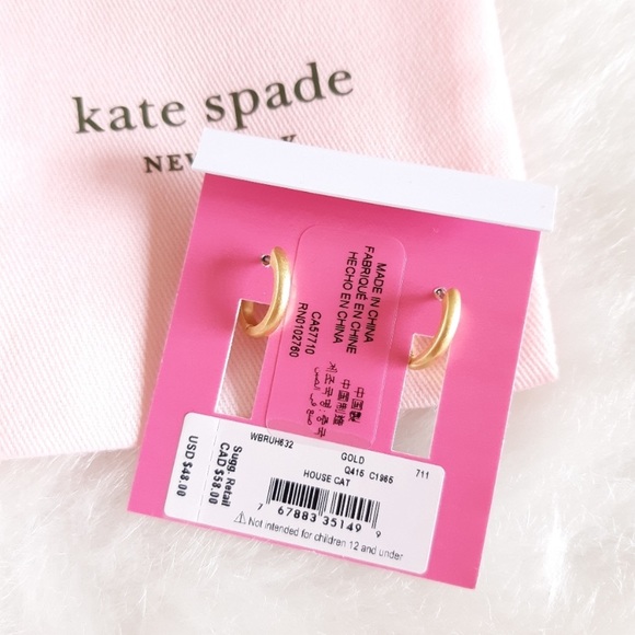 Kate Spade ♠️ House Cat Mouse Huggies Earrings - Picture 4 of 5